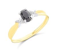 9ct Two Colour Gold Black Sapphire And Diamond Ring - R0985-T