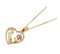 9ct Two Colour Gold Diamond Set Mum Heart Necklace - R8715