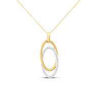 9ct Two Colour Gold Double Oval Diamond-Set Necklace - D95155