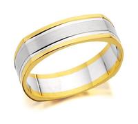9ct Two Colour Gold Square Edged Wedding Ring - 5mm - R4587-J