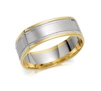 9ct Two Colour Gold Squared Edged Wedding Ring - 7mm - R4537-V
