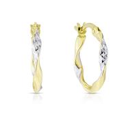 9ct Two Colour Gold Twisted Hoop Earrings
