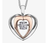 9ct Two Tone Gold 0.15ct Diamond Pulse Open Heart Pendant P3117WR/15-10 T.H.Baker Gold 16-18inch
