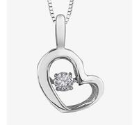 9ct White Gold 0.05ct Diamond Pulse Open Heart Pendant P3113W/05-10 T.H.Baker Silver 16-18inch