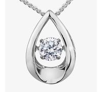 9ct White Gold 0.05ct Diamond Pulse Teardrop Pendant P3107W/05-10 T.H.Baker Silver 16-18inch