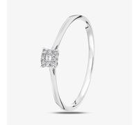9ct White Gold 0.07ct Princess & Brilliant Cut Diamond Square Cluster Ring PR20432W Q