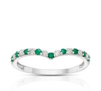 9ct White Gold 0.10ct Diamond & Round Emerald Eternity Ring