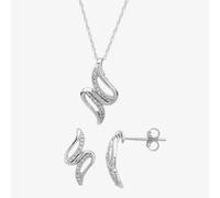 9ct White Gold 0.12ct Diamond Swirl Jewellery Set TH0121714