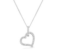 9ct White Gold 0.20ct Total Diamond Heart Pendant