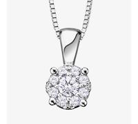 9ct White Gold 0.25ct Diamond Round Cluster Pendant P2382W/25-9 T.H.Baker Silver 16-18inch