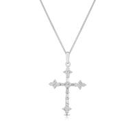 9ct White Gold 0.30ct Total Diamond Cross Pendant