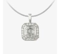 9ct White Gold 0.37ct Multi-cut Diamond Mosaic Pendant P3985W/37-9 T.H.Baker Silver 18 inches