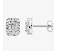 9ct White Gold 0.50ct Baguette Brilliant Cut Diamond Stud Earrings THE24394-50