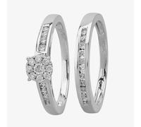9ct White Gold 0.50ct Diamond Cluster Bridal Set TH011725112153 M