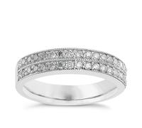 9ct White Gold 0.50ct Diamond Milgrain Wedding Ring