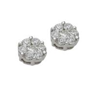 9ct White Gold 0.50ct Total Diamond Cluster Stud Earrings