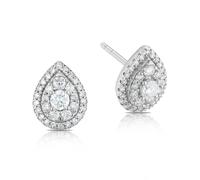9ct White Gold 0.50ct Total Diamond Halo Pear Studs