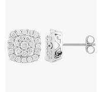 9ct White Gold 1.00ct Diamond Square Cluster Stud Earrings THE25008-100