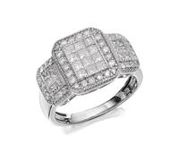 9ct White Gold 1 Carat Diamond Trio Cluster Ring - D7287-N