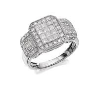 9ct White Gold 1 Carat Diamond Trio Cluster Ring - D7287-R