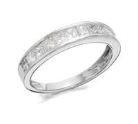 9ct White Gold 1 Carat Princess Cut Diamond Half Eternity Ring - D71110
