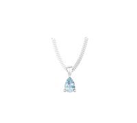 9ct White Gold 4 Claw Pear Cut Aquamarine Pendant & Chain