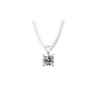 9ct White Gold 4 Claw Round Brilliant Cut 0.15ct Diamond Pendant & Chain