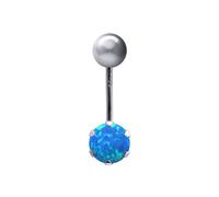 9ct White Gold 6mm CZ Solitaire Banana Belly Bar Piercing 10mm - JBJ101 Jewelco London Blue One Size