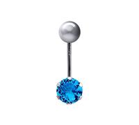 9ct White Gold 6mm CZ Solitaire Banana Belly Bar Piercing 10mm - JBJ101 Jewelco London Bright Blue One Size