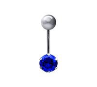 9ct White Gold 6mm CZ Solitaire Banana Belly Bar Piercing 10mm - JBJ101 Jewelco London Dark Blue One Size