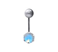 9ct White Gold 6mm CZ Solitaire Banana Belly Bar Piercing 10mm - JBJ101 Jewelco London Multi One Size