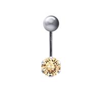 9ct White Gold 6mm CZ Solitaire Banana Belly Bar Piercing 10mm - JBJ101 Jewelco London Peach One Size