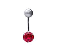 9ct White Gold 6mm CZ Solitaire Banana Belly Bar Piercing 10mm - JBJ101 Jewelco London Red One Size