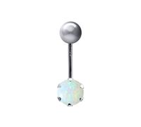 9ct White Gold 6mm CZ Solitaire Banana Belly Bar Piercing 10mm - JBJ101 Jewelco London White One Size