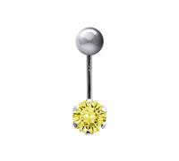 9ct White Gold 6mm CZ Solitaire Banana Belly Bar Piercing 10mm - JBJ101 Jewelco London Yellow One Size