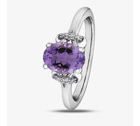 9ct White Gold Amethyst 0.40ct Diamond Ring 52D71WG-10 O