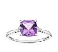 9ct White Gold Amethyst & Diamond Ring