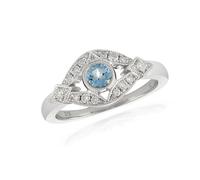9ct White Gold Aquamarine And Diamond Ring - 16pts - D87005-L