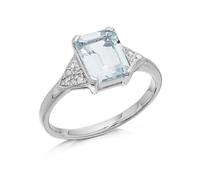9ct White Gold Aquamarine And Diamond Ring - D63179-P