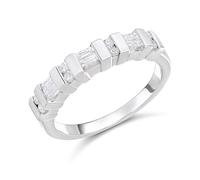9ct White Gold Baguette And Round Brilliant Cut Diamond Half-Eternity Ring, 36pts - D72142-O