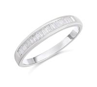 9ct White Gold Baguette-Cut Channel-Set Diamond Half-Eternity Ring, 30pts - D72144-L
