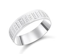 9ct White Gold Beaded Diamond-Cut Wedding Ring - 6mm - R2406-Y