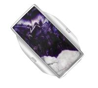 9ct White Gold Blue John Hallmark Large Oblong Ring - Gold FHM-167