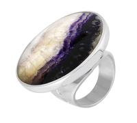 9ct White Gold Blue John Hallmark Large Round Ring - Gold FHM-407