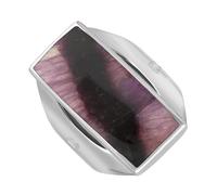 9ct White Gold Blue John Hallmark Medium Oblong Ring - Gold FHM-187