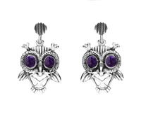 9ct White Gold Blue John Owl Stud Earrings WDF-347
