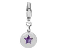 9ct White Gold Blue John Round Shaped Star Clip Charm - Option1 Value White Gold FNC-247