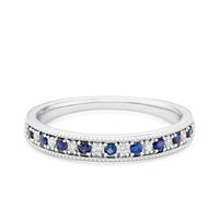 9ct White Gold Blue Sapphire & Diamond Round Eternity Ring