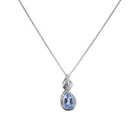 9ct White Gold Blue Topaz Diamond Drop Pendant