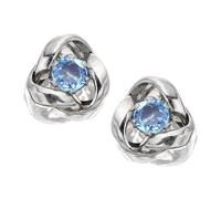 9ct White Gold Blue Topaz Knot Earrings - 7mm - EXCLUSIVE - G0216